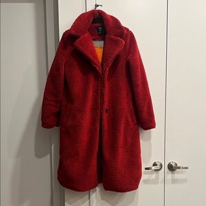 New York & Company Bold Red Teddy Jacket